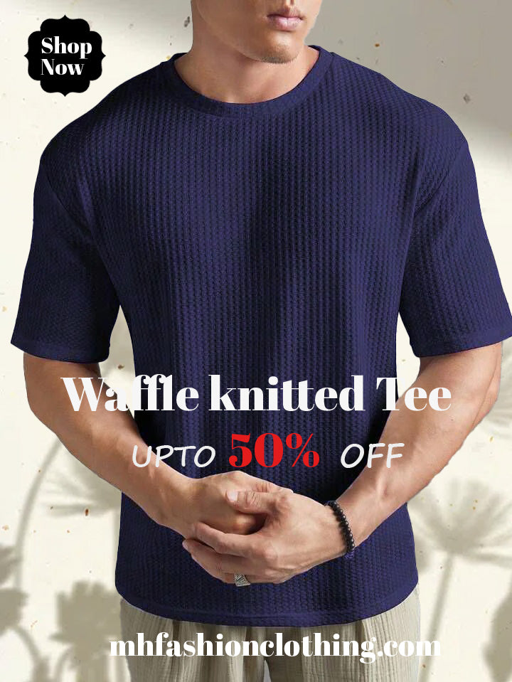 neavy blue color Oversized Waffle Knit t shirt
