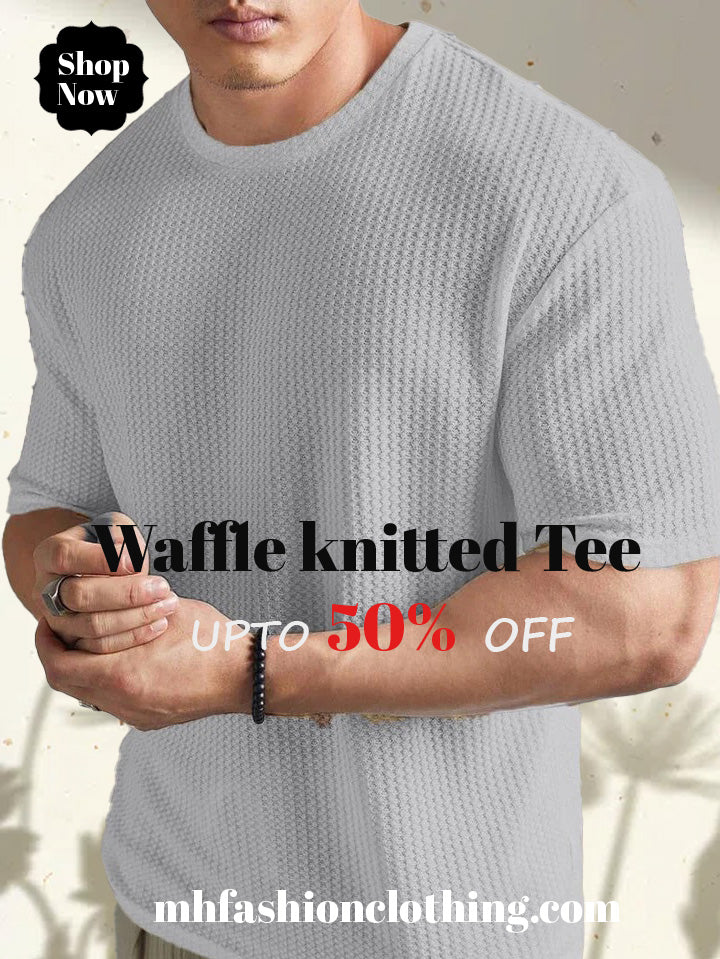 light grey  color Oversized Waffle Knit t shirt