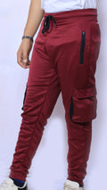 maroon  4 pocket Trousers in pc jersey fabric