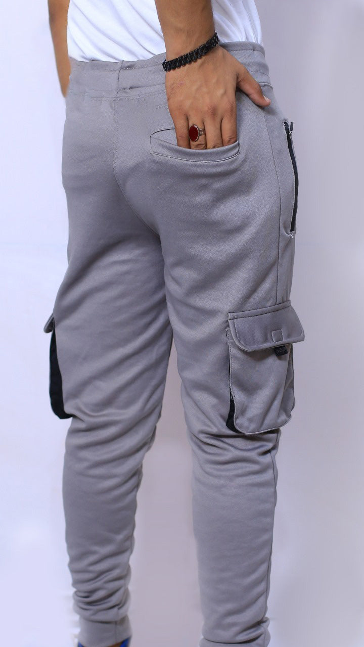 grey 4 pocket Trousers in pc jersey fabric