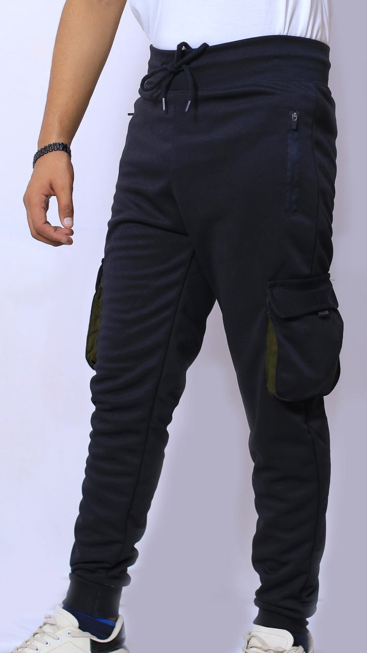 black 4 pocket Trousers in pc jersey fabric