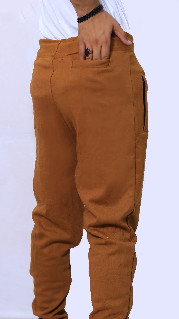 mustard mobile pocket Trousers in pc jersey fabric