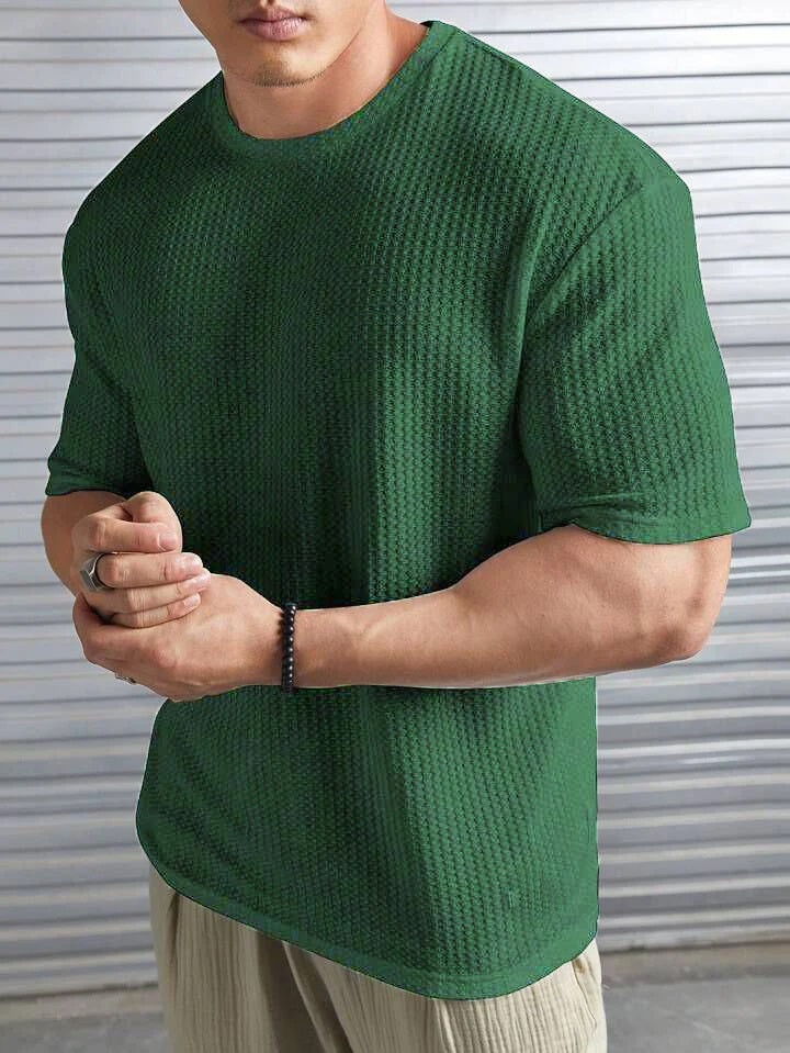 dark green Oversized Waffle Knit t shirt