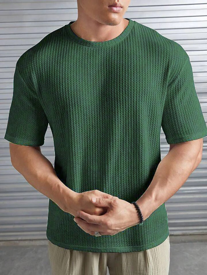 dark green Oversized Waffle Knit t shirt