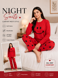 RED SMILEY HALF design night suit premium fabric for girls and woman