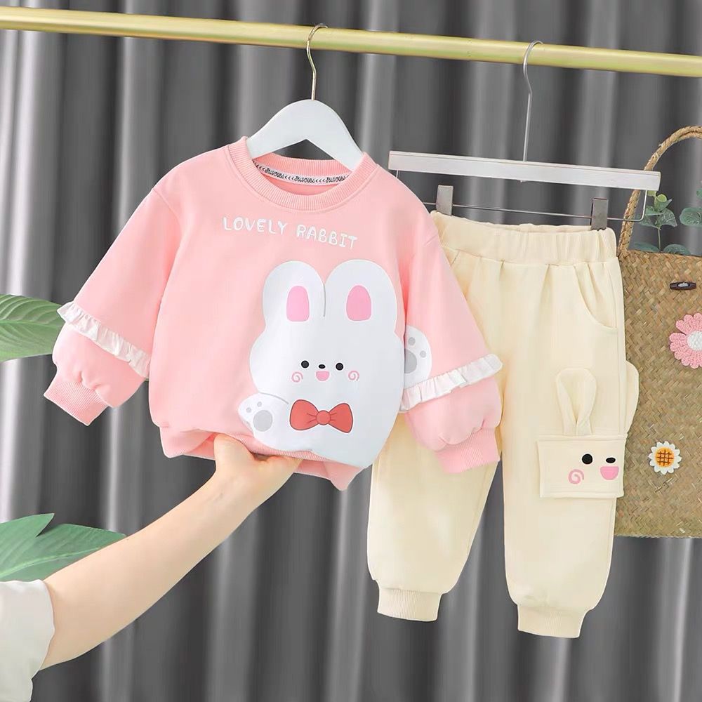 beautiful rabid printed pink  kids suit