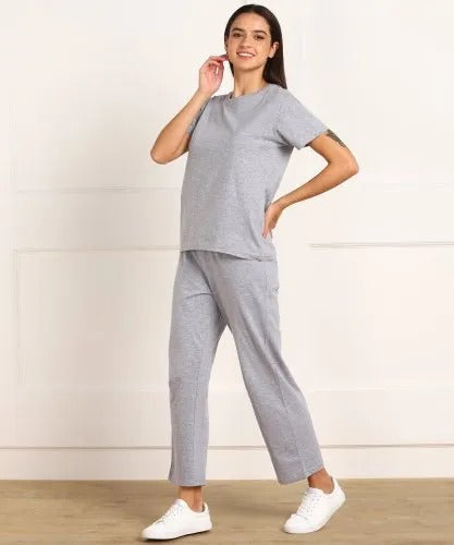grey plain  night suit premium fabric for girls and woman - M.H fashion 