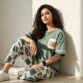 green pocket  design night suit premium fabric for girls and woman - M.H fashion 
