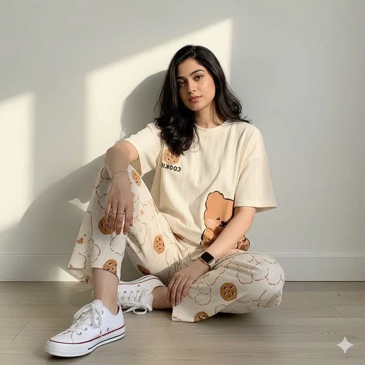 NEW BEAR DESIGN NIGHT DRESS IN COTTON FABRIC - M.H fashion 