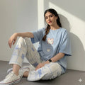 BLUE RABBIT DESIGN NIGHT DRESS IN COTTON FABRIC - M.H fashion 