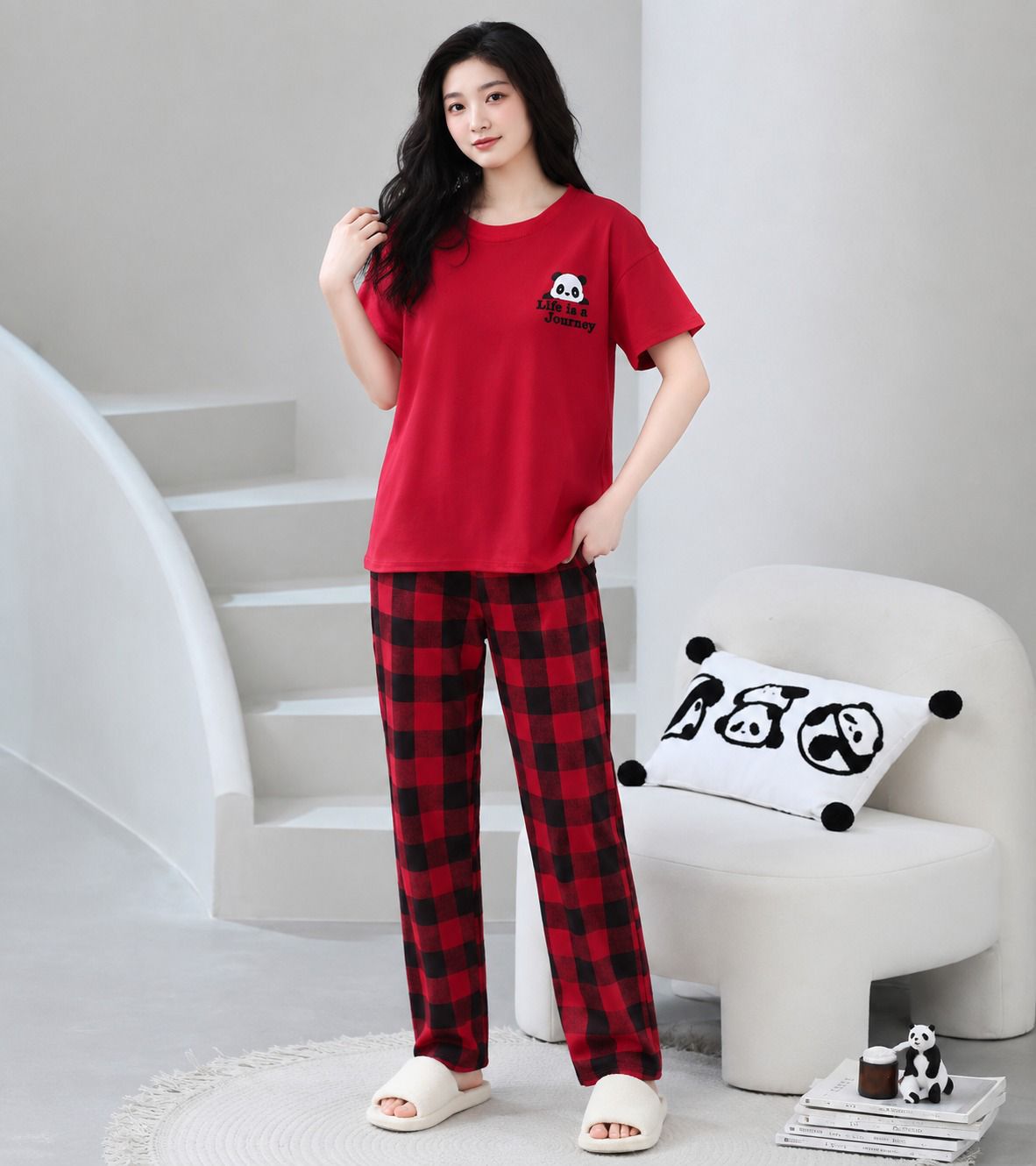 RED BEAR  HALF  DESIGN NIGHT DRESS IN COTTON FABRIC