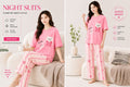 pink happy bear design night suit premium fabric for girls and woman