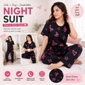 BLACK PINK BUTTER FLY  HALF design night suit premium fabric for girls and woman