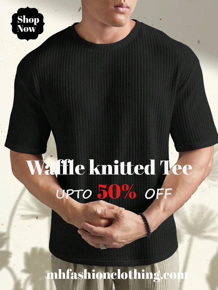 Black Oversized Waffle Knit t shirt