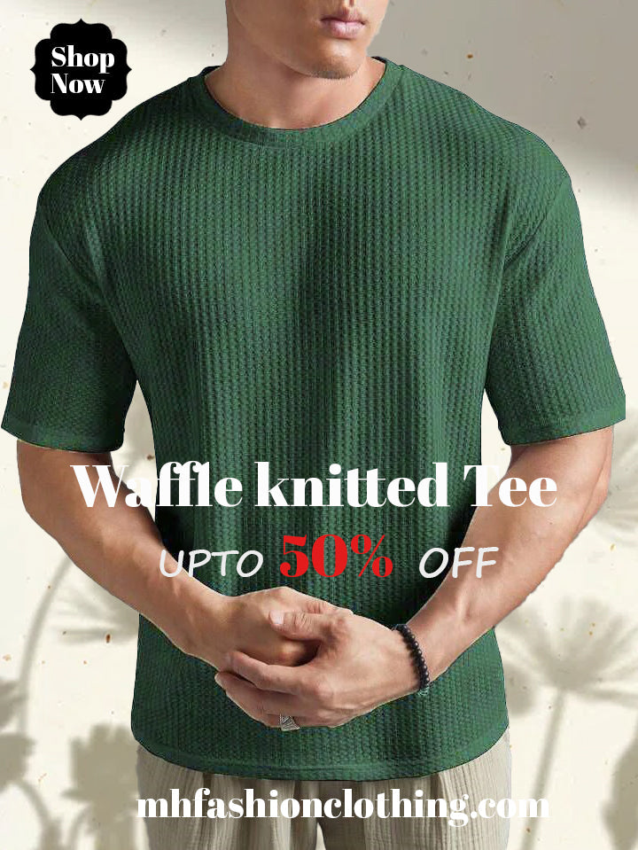 dark green Oversized Waffle Knit t shirt